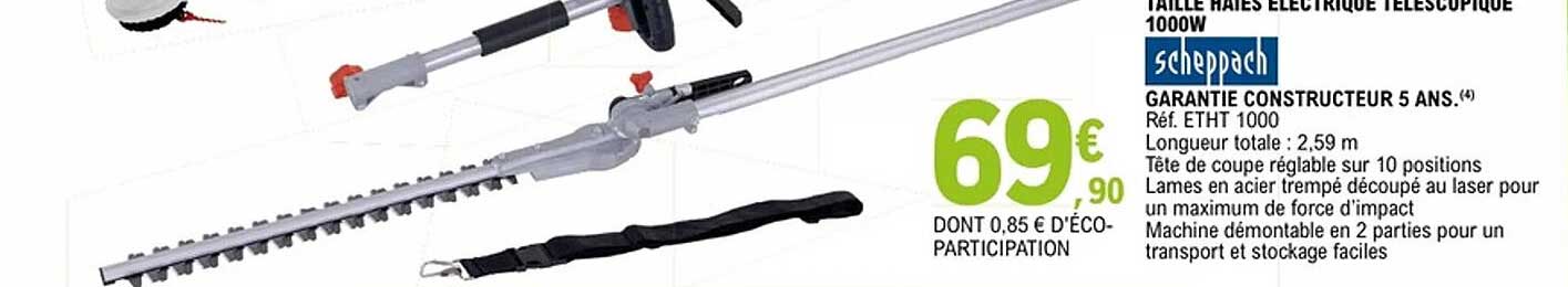 TAILLE HAIES ELECTRIQUE TELESCOPIQUE 1000W