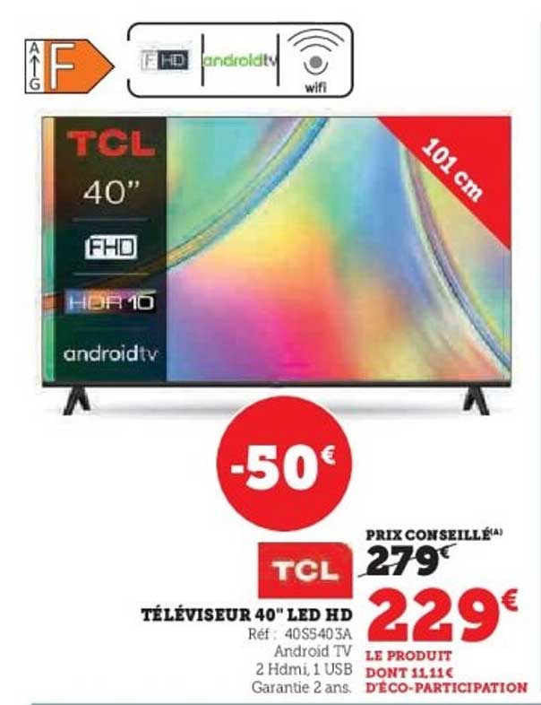TÉLÉVISEUR 40" LED HD