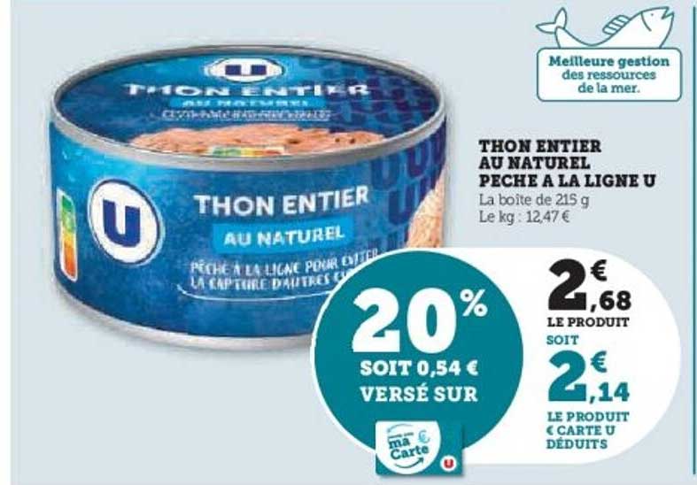 THON ENTIER AU NATUREL PÊCHE À LA LIGNE U