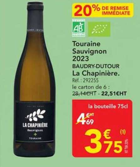 Touraine Sauvignon 2023 BAUDRY-DUTOUR La Chapinière.
