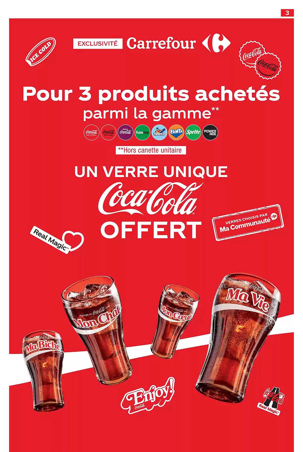 UN VERRE UNIQUE COCA-COLA OFFERT