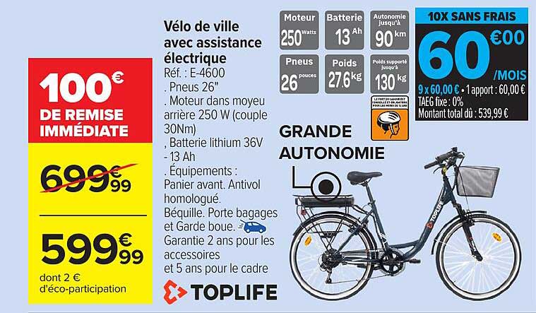 Vélo de ville avec assistance électrique