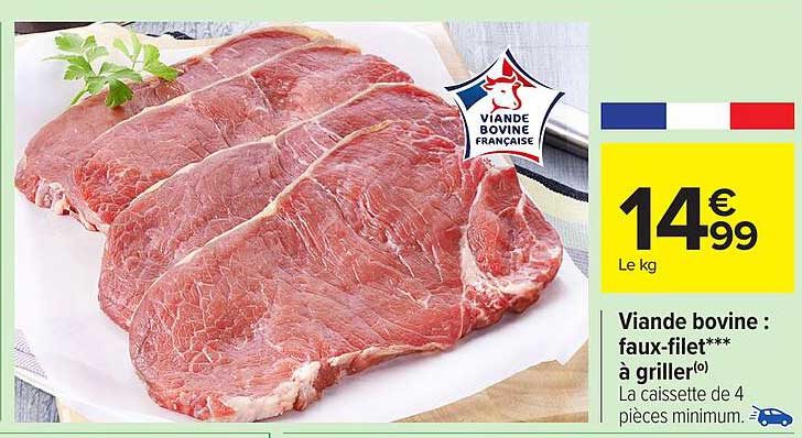 Viande bovine : faux-filet*** à griller