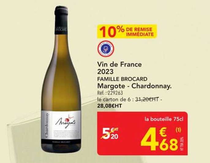 Vin de France 2023 FAMILLE BROCARD Margote - Chardonnay.