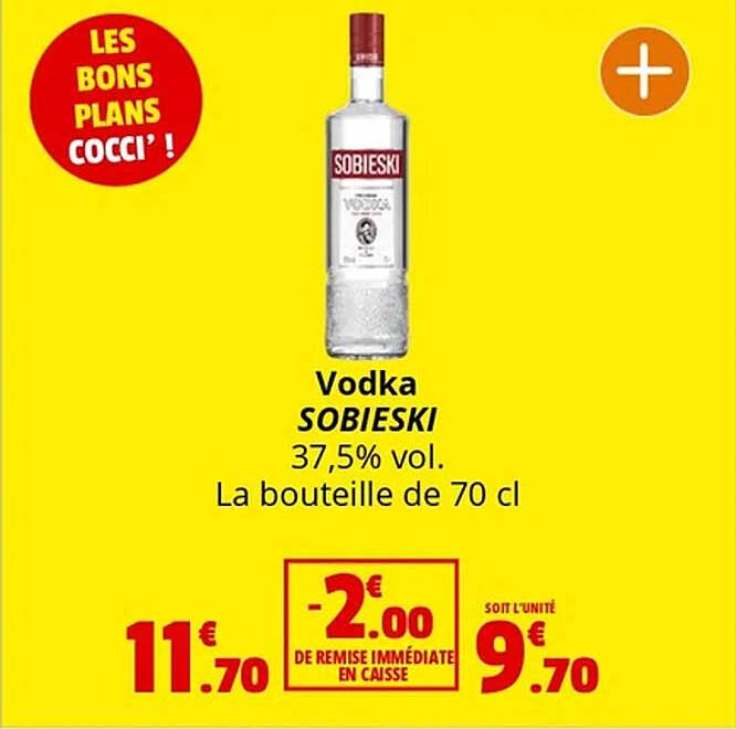 Vodka SOBIESKI 37,5% vol. La bouteille de 70 cl