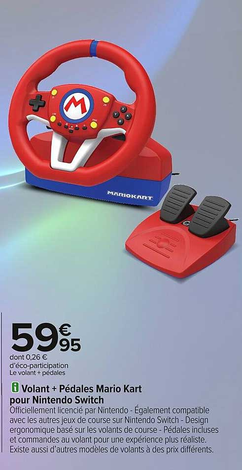 Volant + Pédales Mario Kart pour Nintendo Switch