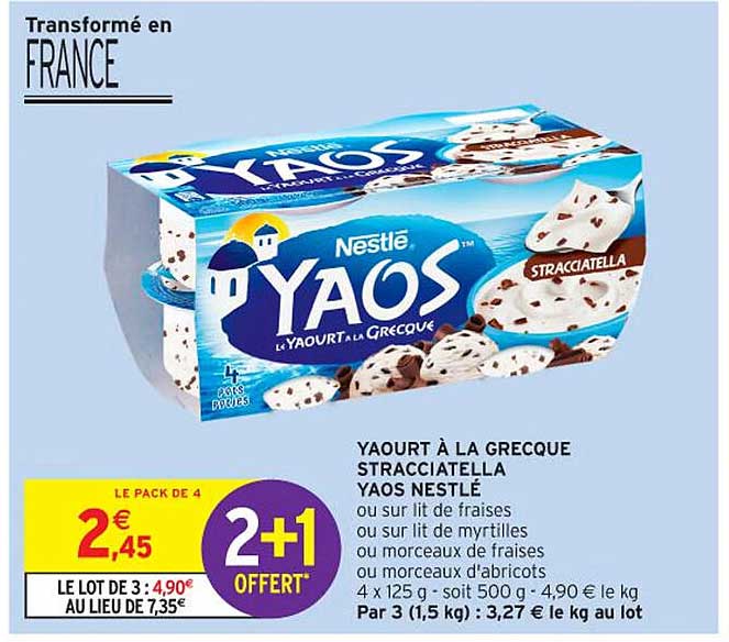 YAOURT À LA GRECQUE STRACCIATELLA YAOS NESTLÉ
