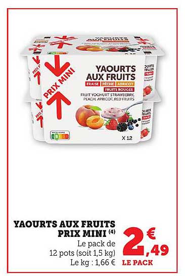 YAOURTS AUX FRUITS PRIX MINI