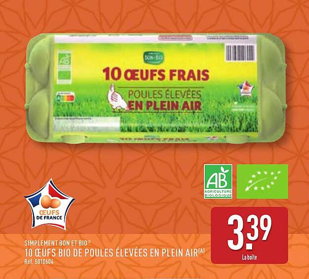 10 œufs bio de poules élevées en plein air