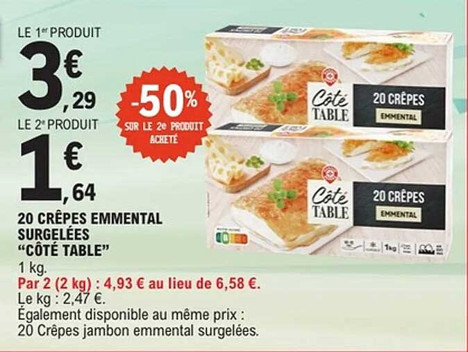 20 Crêpes Emmental Surgelées "Côté Table"