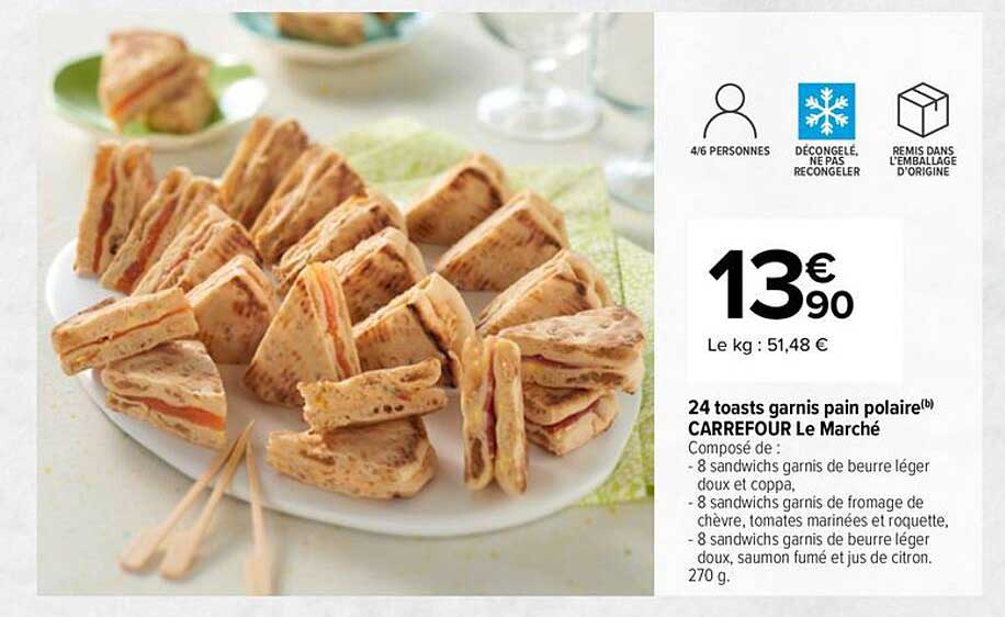 24 toasts garnis pain polaire CARREFOUR Le Marché