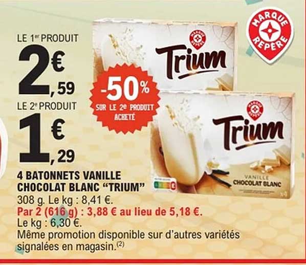 4 Bâtonnets Vanille Chocolat Blanc “Trium”