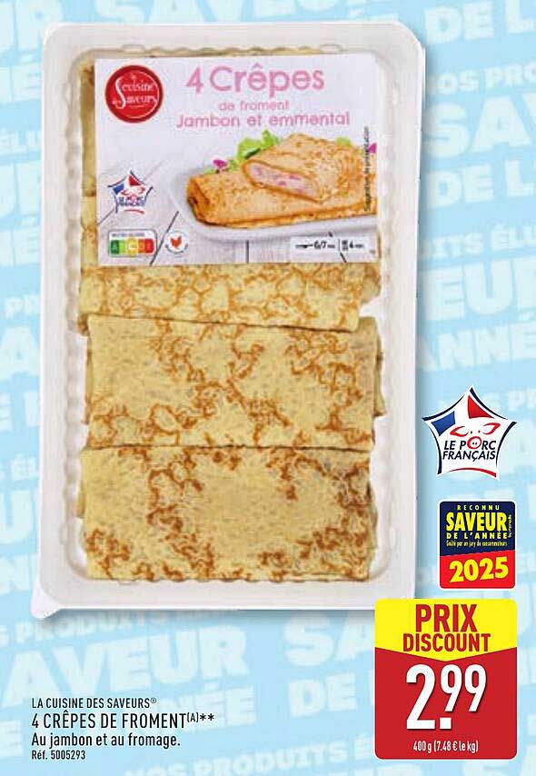 4 Crêpes de froment Jambon et emmental