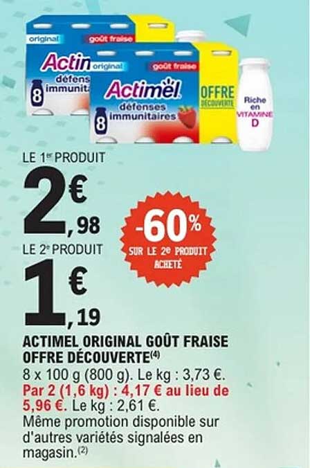ACTIMEL ORIGINAL GOÛT FRAISE OFFRE DÉCOUVERTE