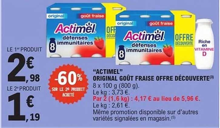"Actimel" Original Goût Fraise Offre Découverte
