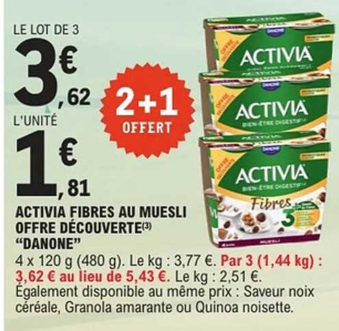 ACTIVIA FIBRES AU MUESLI OFFRE DÉCOUVERTE