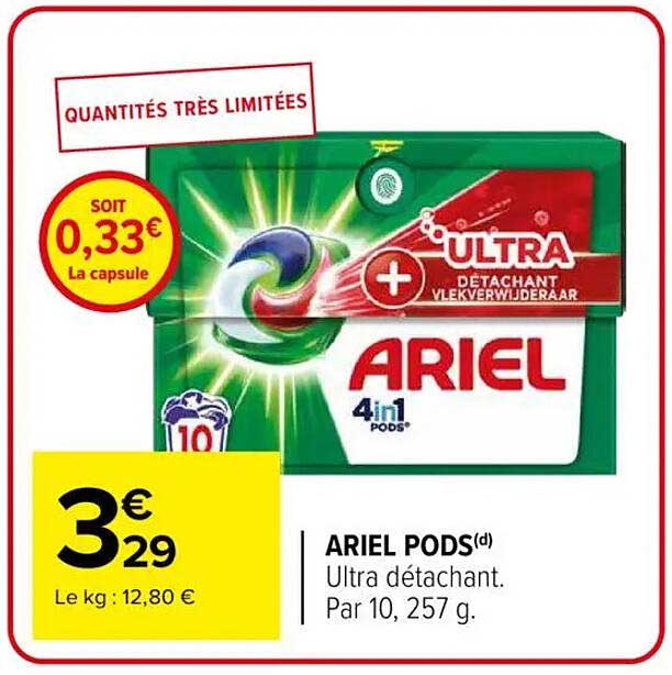 ARIEL PODS(d) Ultra détachant. Par 10, 257 g.