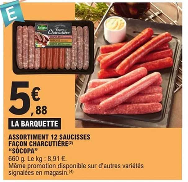 ASSORTIMENT 12 SAUCISSES FAÇON CHARCUTIÈRE "SOCOPA"