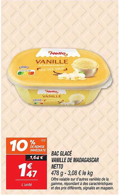 BAC GLACÉ VANILLE DE MADAGASCAR NETTO