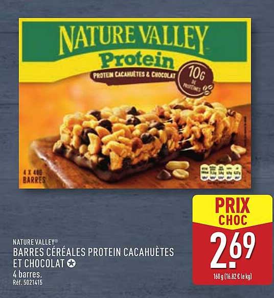 BARRES CÉRÉALES PROTEIN CACAHUÈTES ET CHOCOLAT
