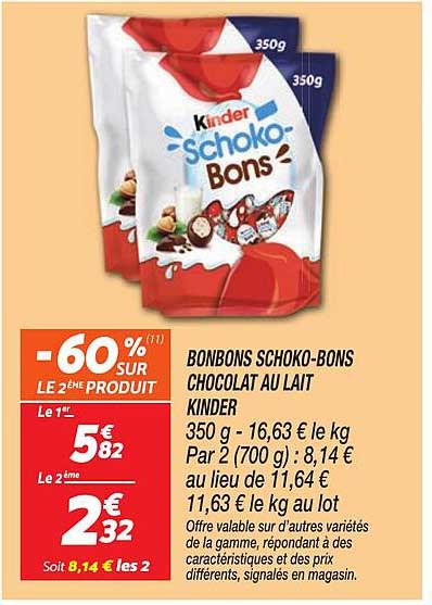 BONBONS SCHOKO-BONS CHOCOLAT AU LAIT KINDER