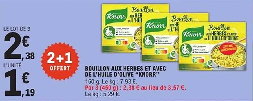 BOUILLON AUX HERBES ET AVEC DE L'HUILE D'OLIVE “KNORR”