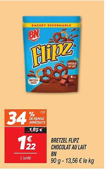 BRETZEL FLIPZ CHOCOLAT AU LAIT BN