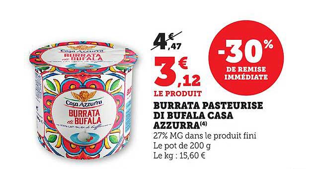 BURRATA PASTEURISE DI BUFALA CASA AZZURRA
