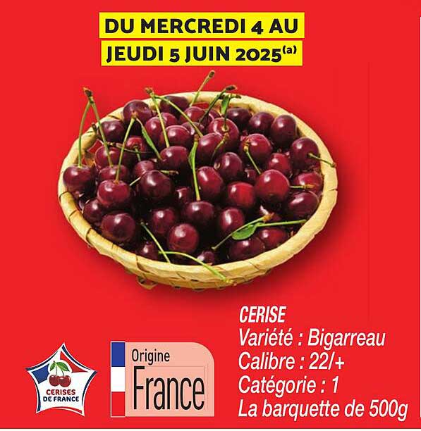 Cerise Bigarreau - Barquette de 500g