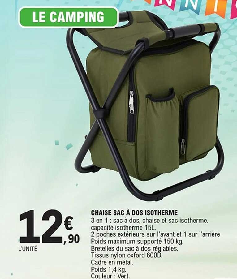 CHAISE SAC À DOS ISOTHERME