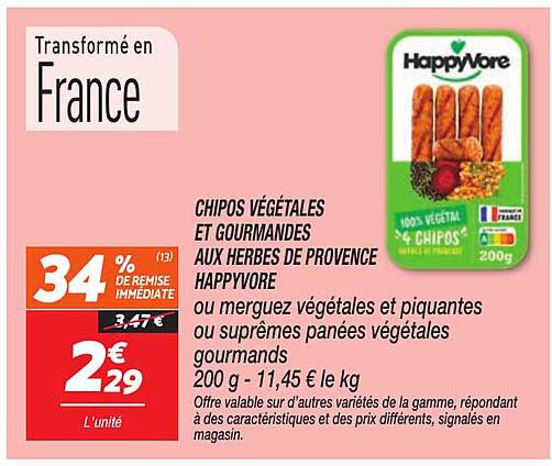 CHIPOS VÉGÉTALES ET GOURMANDES AUX HERBES DE PROVENCE HAPPYVORE