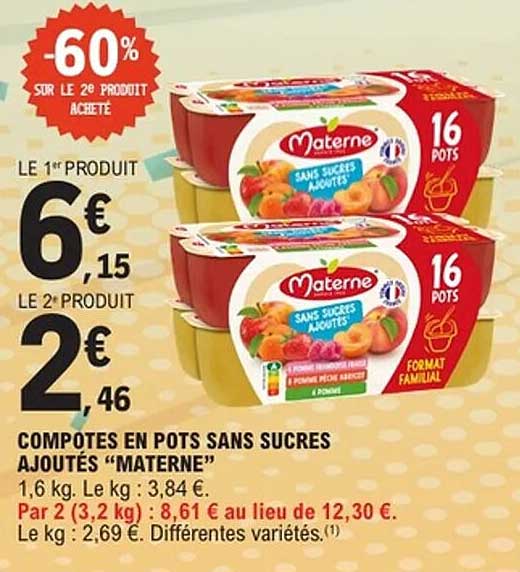 COMPOTES EN POTS SANS SUCRES AJOUTÉS "MATERNE"