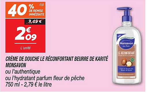 CRÈME DE DOUCHE LE RÉCONFORTANT BEURRE DE KARITÉ MONSAVON