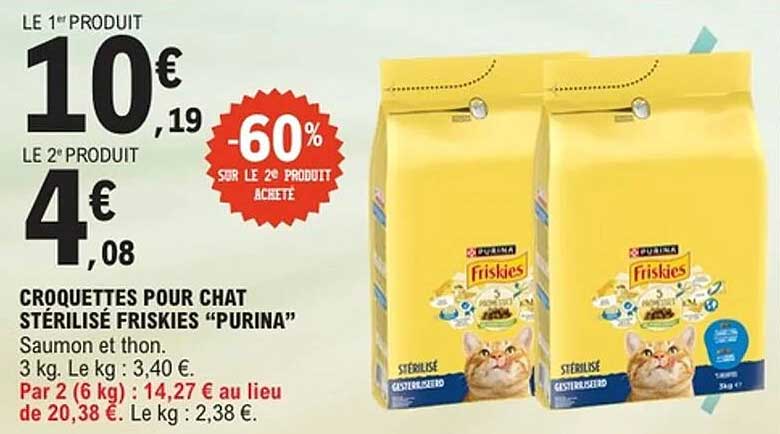 CROQUETTES POUR CHAT STÉRILISÉ FRISKIES "PURINA"
