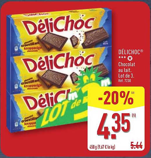 DÉLICHOC® Chocolat au lait. Lot de 3.