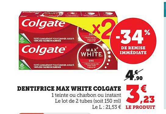 DENTIFRICE MAX WHITE COLGATE