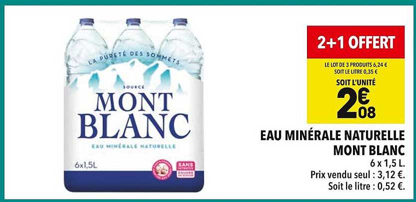 EAU MINÉRALE NATURELLE MONT BLANC 6 x 1,5 L