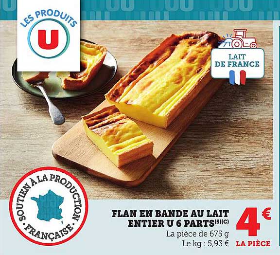 Flan en bande au lait entier U 6 parts