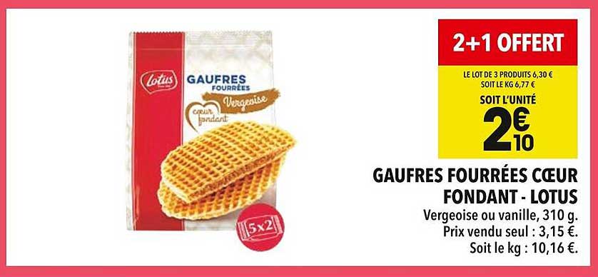 GAUFRES FOURRÉES CŒUR FONDANT - LOTUS