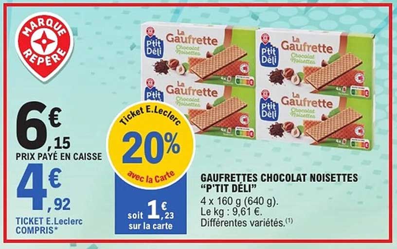 Gaufrettes Chocolat Noisettes "P'TIT DÉLI"
