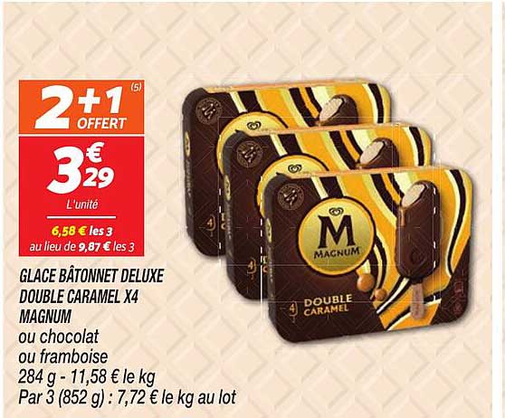 GLACE BÂTONNET DELUXE DOUBLE CARAMEL X4 MAGNUM