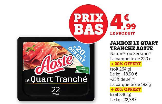 JAMBON LE QUART TRANCHÉ AOSTE