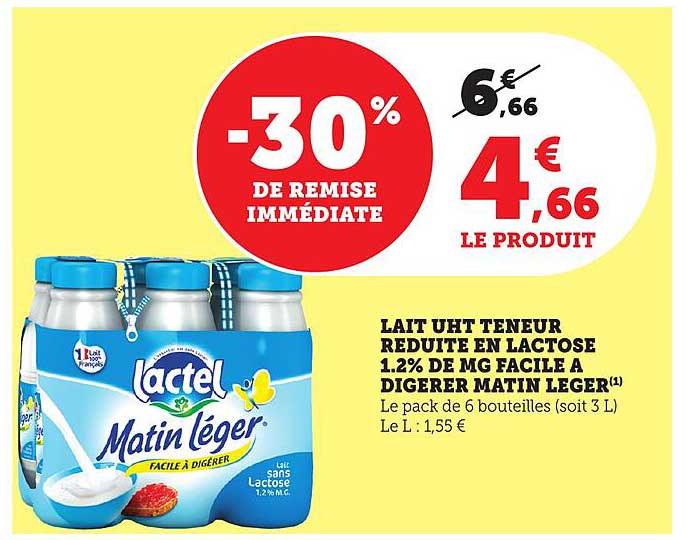 Lait UHT Matin Léger -30%