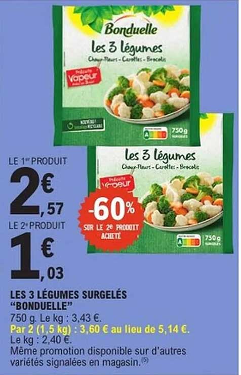 LES 3 LÉGUMES SURGELÉS "BONDUELLE"