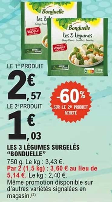 LES 3 LÉGUMES SURGELÉS "BONDUELLE"