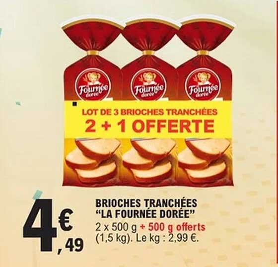 LOT DE 3 BRIOCHES TRANCHÉES 2 + 1 OFFERTE