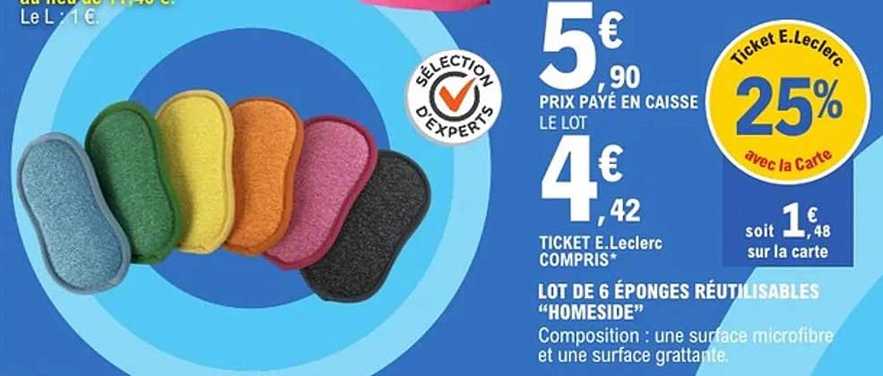 Lot de 6 éponges réutilisables "Homeside"