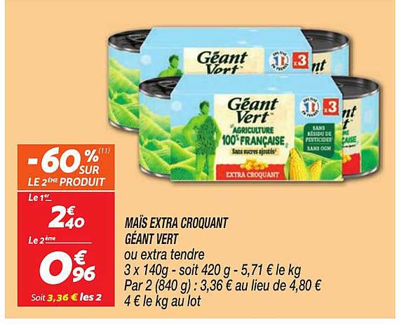MAÏS EXTRA CROQUANT GEANT VERT