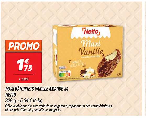 MAXI BÂTONNETS VANILLE AMANDE X4