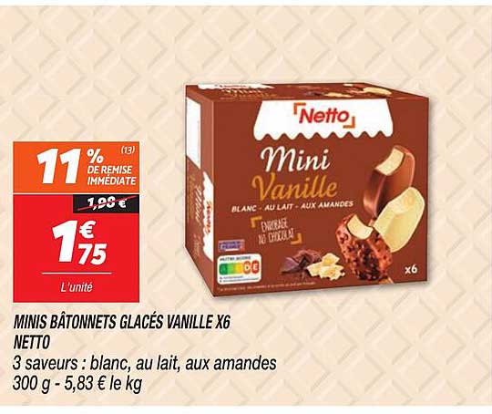 MINIS BÂTONNETS GLACÉS VANILLE X6